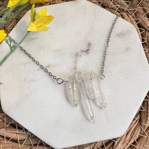 Raw Clear Quartz Four Pendant Necklace ☀️ Clarity,  Healing, Energy and Calmness